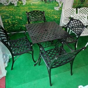 Cross design Square table set (Green) [4 Seater]